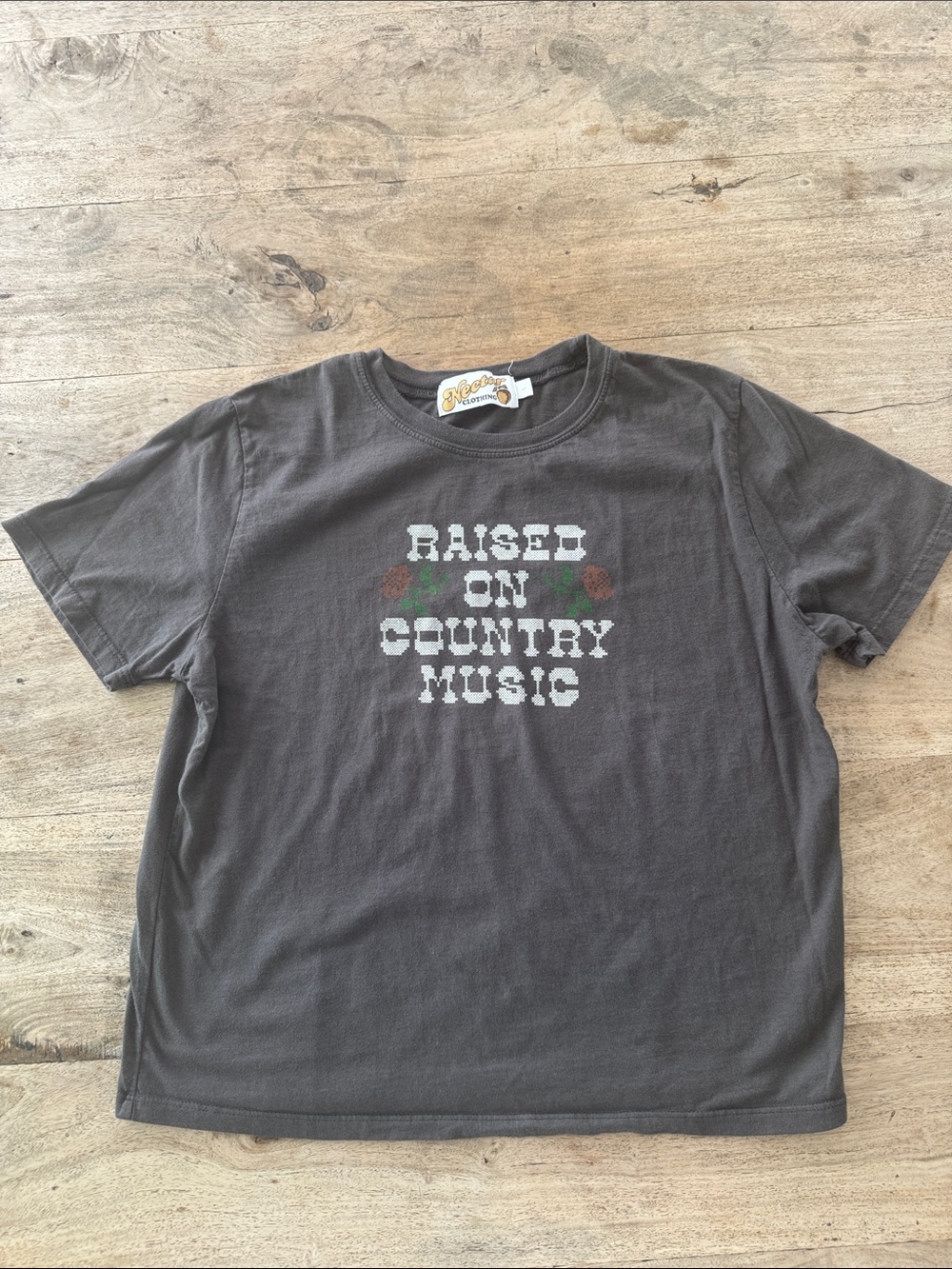 Raised On Country Music Graphic Tee - Charcoal